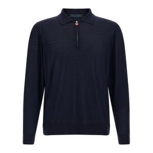 Kiton Blue Wool Polo Men's Shirt